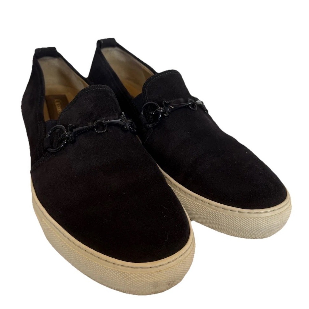 CESARE PACIOTTI Black Suede Loafers Buckle Designer Shoes UK 7/ US 8